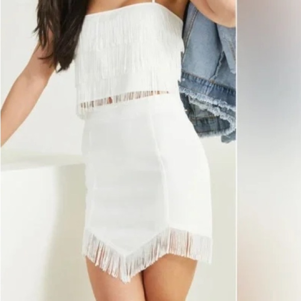 NWT Altar’d State White Fringe Skirt